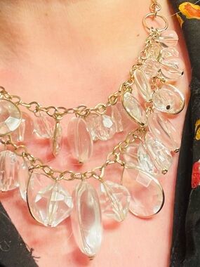 Clear Crystal Cluster Statement Necklace - Women Jewelry
